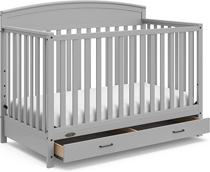 Graco Benton Convertible Crib with Drawer-Pebble Gray