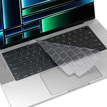 Soke Premium Ultra Thin Keyboard Cover Skin, for 2021 2022 2023 MacBook Pro 14" 16" M2 M1 Pro/Max (A2442 A2485 A2779 A2780), MacBook Air 15.3"/13.6" M2 (A2941 A2681), US (ANSI) Layout, Clear