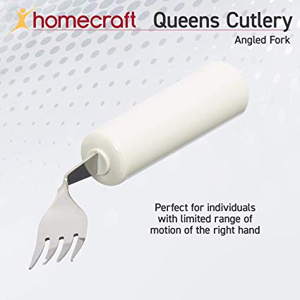 Homecraft Queens Angled Cutlery, Right-Handed Angled Fork, Ergonomic Adaptive Fork, Cutlery with Easy-to-Grip Handles for Limited or Weak Grasp, Grip Fork for Independent Eating, Adaptive Utensil