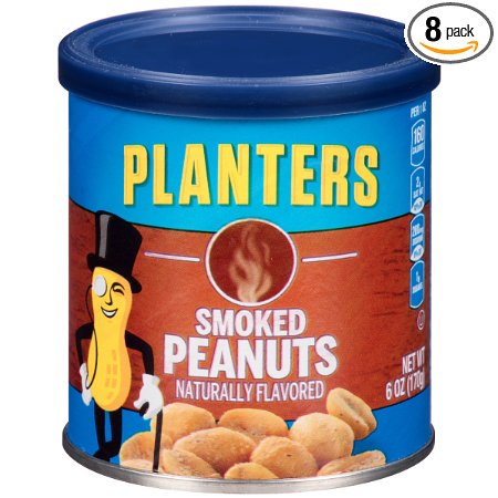 Planters Peanuts, Smoked & Salted, 6 Ounce Canister (Pack of 8)