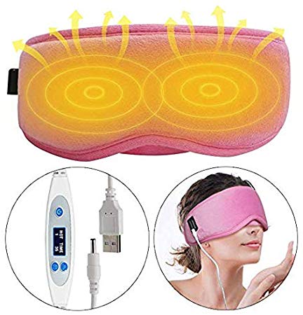 ARRIS Electric USB Heated Eye Mask, Blepharitis Treatment Eye Masks W/ 5 Temperature Control Warm Therapeutic for Relieving Insomnia, Meibomian Gland Disease, Headache Stress Pink