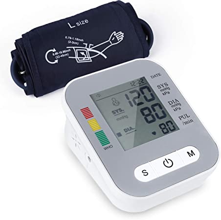 Blood Pressure Monitor, Automatic Accurate Upper Arm Digital Bp Machine with 22-42cm Cuff, Accurate Readings for Pulse Rate Monitoring Meter 2x120 Memory Hypertension Home Detector