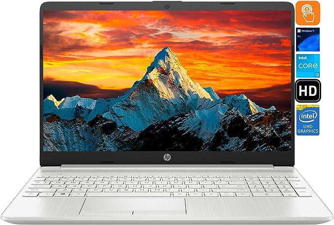 HP [Windows 11 Pro] 15.6" HD Touchscreen Business Laptop, 11th Gen Intel Core i3-1115G4 Processor, 12GB RAM, 256GB SSD, HDMI, WiFi, Type-C, Long Battery Life, Silver, PCS