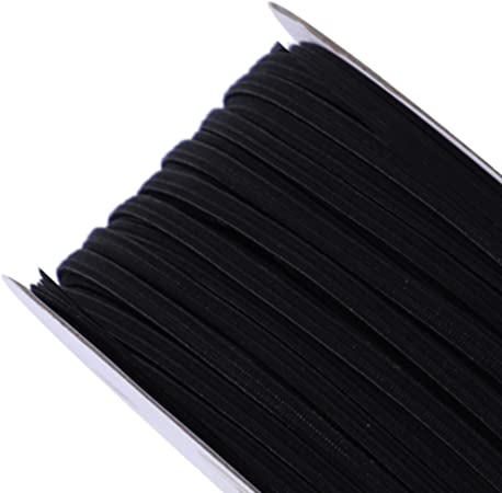 10 Yards 1/8 Inch Elastic for Sewing Skinny 3mm Cold Braided Band Strap String (Black, 10 Yards)