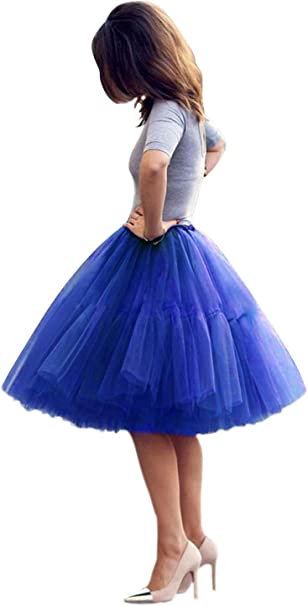 Babyonline Lady's Princess Tutu Tulle Midi Knee Length Skirt Underskirt