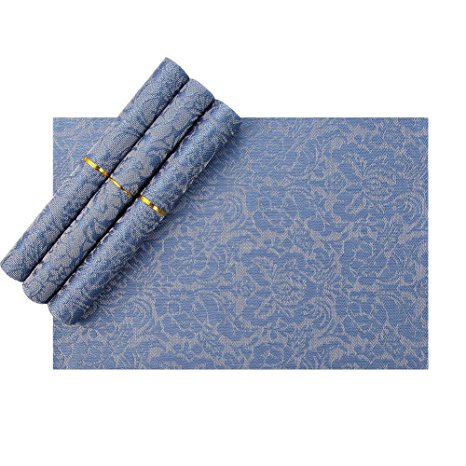 Meluoher Dining Placemats for Kitchen Table Place Mats Settings, Set of 4(Blue)