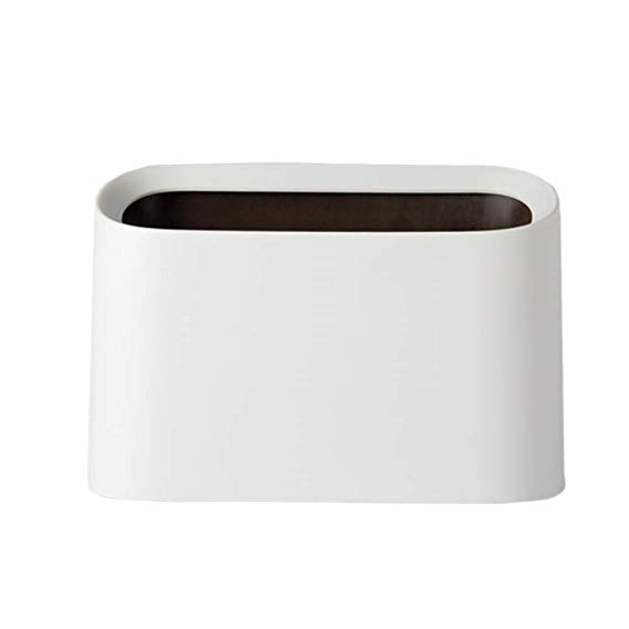 ShouYu Mini Trash Can Shaking Trash Bin Creative Desktop Waste Bin for Home Kitchen or Office Desk Storage Box (White)