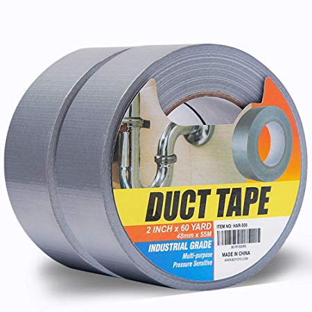 Pro Industrial Duct Tape - 2Rolls 1.88" x 60 Yd Silver Tape, 9.32mil, Multi-Purpose Cloth Duct Tape, Great for Indoor and Outdoor Repairs (2Rolls)