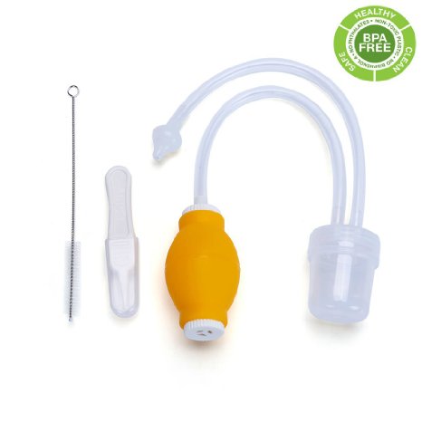 BABY NASAL ASPIRATOR| FoodGrade Snot Sucker-Anti-backflow BPA-free. Safety for Infant Nasal Congestion. Remove Mucus Gently with Super Soft Silicone Tip&Effective Suction Bulb- Baby Healthcare Kit.