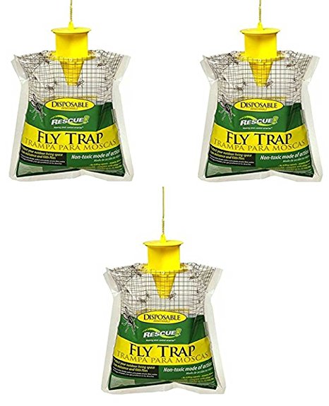 Sterling Rescue Outdoor Disposable Fly Catcher, Control Trap with Attractant, Insecticide Free (3 Pack)