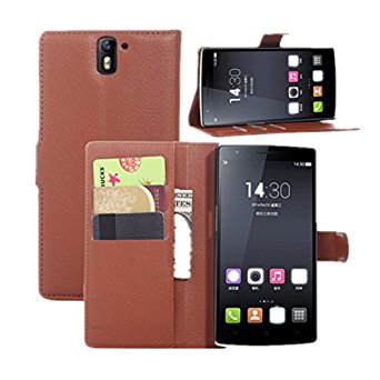 Turpro™ Wallet Case for OnePlus One, PU Leather Flip Classical Stand Case Cover with Card Holders for One Plus One (Brown)