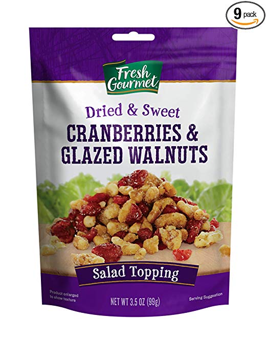 Fresh Gourmet Dried Cranberries & Glazed Walnuts, 3.5 Ounce (Pack of 9)