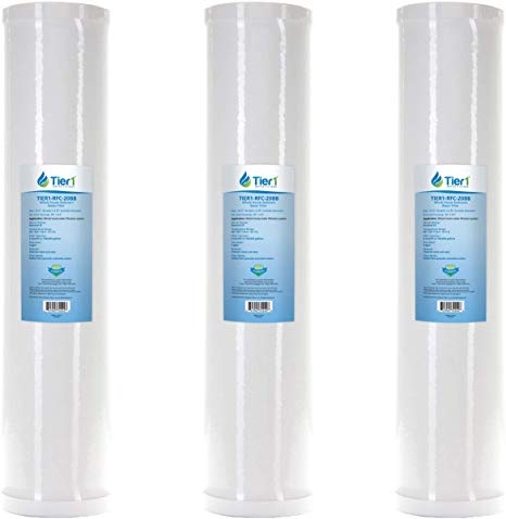 Tier1 RFC-20BB 25 Micron 20 x 4.5 Radial Flow Granular Activated Carbon Block Pentek Comparable Replacement Water Filter 3-Pack