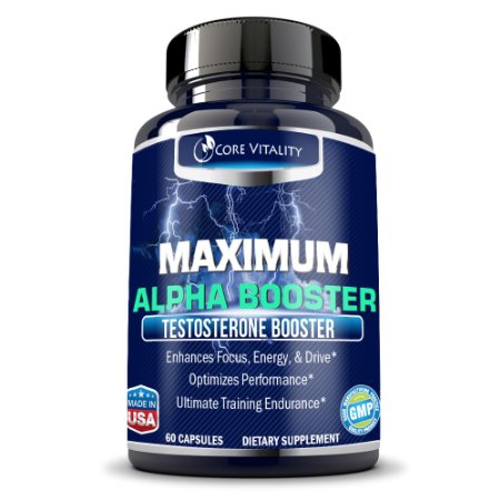 #1 Testosterone Booster Pills for Men - 100% All Natural PREMIUM Supplement - Boost Muscle Growth, Energy, Libido & Drive - 30 Day Supply, Guaranteed by Core Vitality