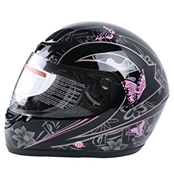 XFMT DOT Adult Pink Black Butterfly Motorcycle Street Full Face Helmet XXL