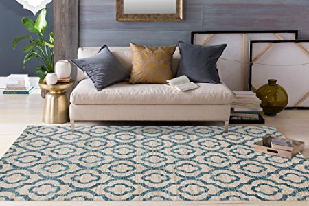 Moroccan Trellis Pattern Soft Blue 5'3" x 7'3" Area Rug