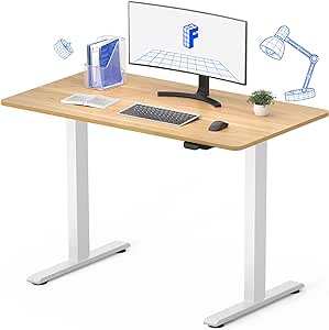 FLEXISPOT Standing Desk Adjustable Height Whole Piece 48 Inch Desk Board Computer Desk for Home Office Stand up Desk Maple