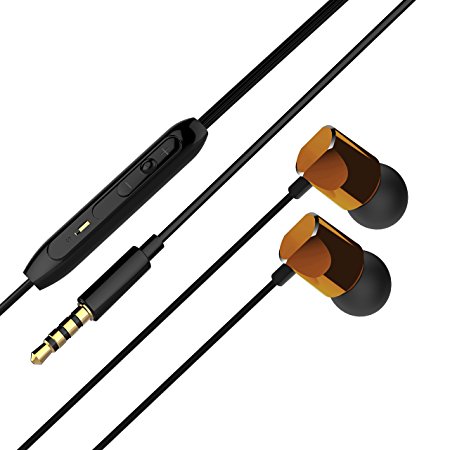 High Quality in Ear Headphones with Volume Control Stereo Earphone Headset 3.5mm for Apple iPhone iPod iPad Samsung HTC Sony MP3 player and much more in gold by Phone Star