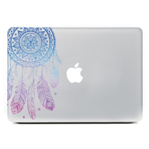 iCasso Dream Catcher Removable Vinyl Decal Sticker Skin for Apple Macbook Pro Air Mac 13" inch / Unibody 13 Inch Laptop (Blue and Pink)
