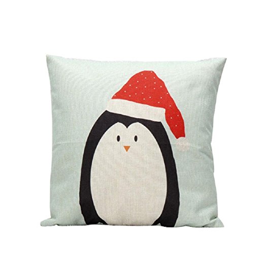 Sankuwen Home Decoration Christmas Pillow Cushion Cover (Green penguin)