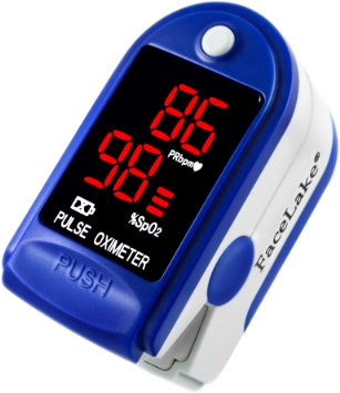 Facelake Fl400 Pulse Oximeter with Neckwrist Cord Carrying Case and Batteries