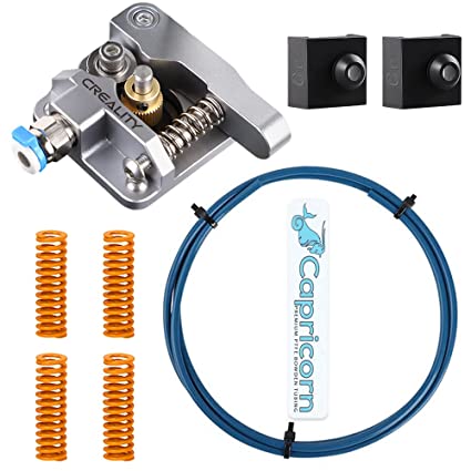 Creality Official All Metal Extruder Gray and 1M Capricorn Bowden PTFE Tubing 1.75mm 3D Printer Accessories Kit with Pneumatic Coupler ​Silicone Sock for Ender-3 Series Ender-5 Series CR-10 Series