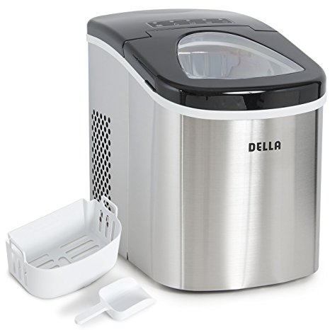 Della Portable Top Load Electric Ice Maker Produces up to 26 lbs. of Ice Daily, 2-Size Black / Stainless Steel