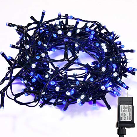 WISD String Lights 200 LED 43ft Dual Color Plug in Fairy Lights with 8 Effects and Memory, String Lights Decor for Wedding, Bedroom, Christmas, Party, Indoor Outdoor Home Decoration (Blue   White)
