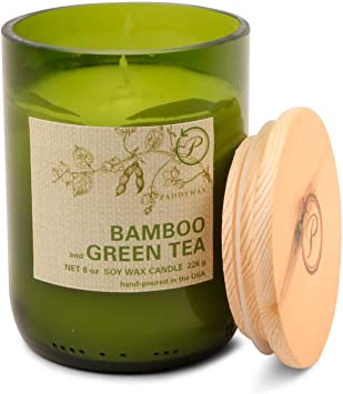 Paddywax Eco Green 8-Ounce Soy Wax Candle in Recycled Glass, Bamboo and Green Tea