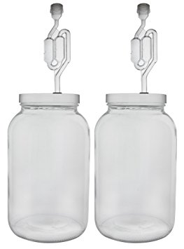 Home Brew Ohio B01AKB4G9E FBA_Does Not Apply One Gallon Wide Mouth Jar with Lid and Twin Bubble Airlock-Set of 2, Multicolor