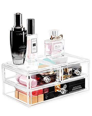 Acrylic Makeup Organizer Drawers Cosmetic Storage, Clear Jewelry Vanity Holder (3 Drawers Storage)