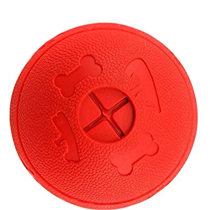Challenging Interactive Treat Ball IQ Dog Toy for Smarter Playtime With Your Puppy or Adult Dog - Small Soft Rubber Red