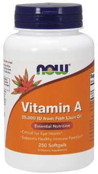 Now Foods Vitamin A 25000 IU from Fish liver oil  250 Soft-gels