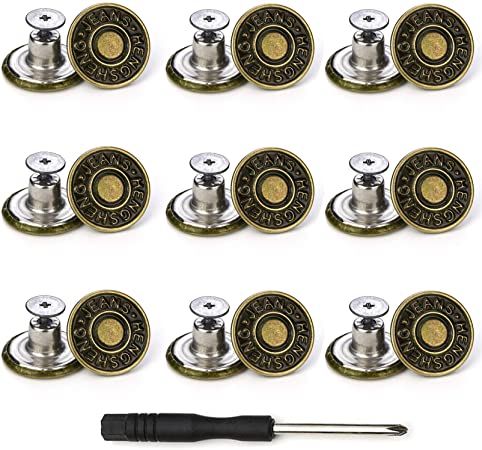 Jeans Buttons Replacement, Instant No Sew Buttons for Pants with Tool,17MM