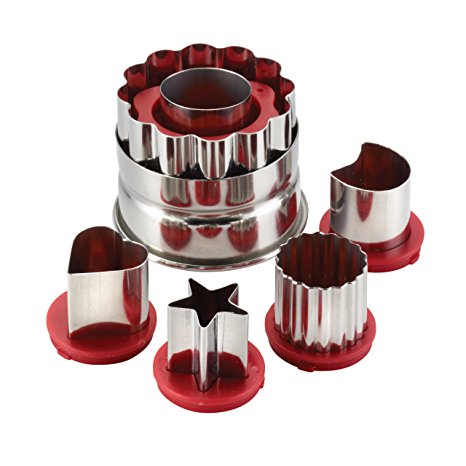 Cake Boss 6-Piece Classic Linzer Cookie Cutter Set, Red