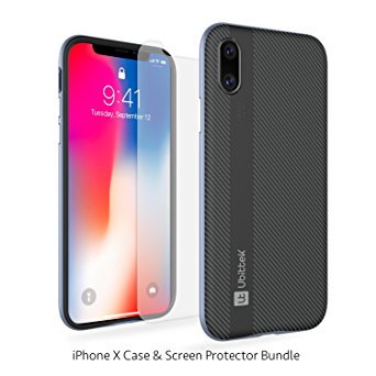 iPhone X Case with Tempered Glass Screen Protector, Ubittek Flexible Inner Protection and Reinforced Hard Bumper Frame Case with [9H Hardness 2.5D] [Tempered Glass] Screen Protector(Grey)