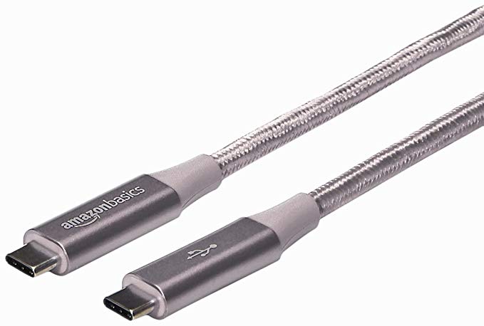 AmazonBasics Double Braided Nylon USB Type-C to Type-C 3.1 Gen 2 Cable | 0.9 m, Dark Grey