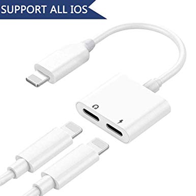 Headphone Adapter for iPhone Adapter Dual Jack Dongle Earphone Connector Convertor Accessories Cable Compatible with iPhone X/ 8/ 8P/ 7/ 7P Support to Charge & Audio & Calling Replacement for iOS 12