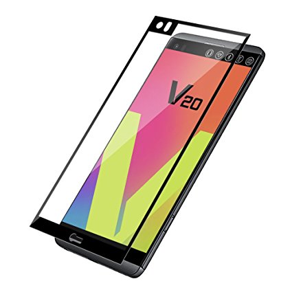 LG V20 Screen Protector,ALCLAP LG V20 Tempered Glass Full Coverage High Definition Ultra Clear Film Anti-Bubble Lifetime Replacement Screen Cover for LG V20 -Black