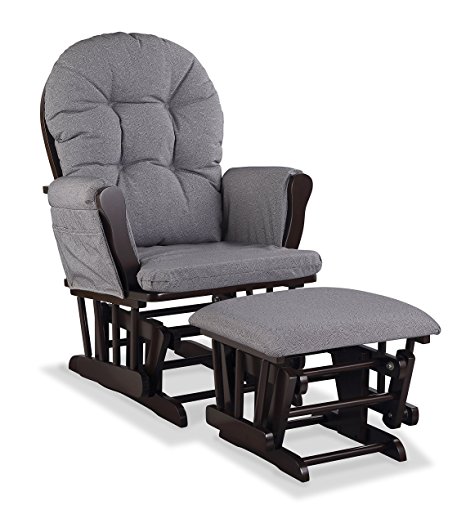 Stork Craft Custom Hoop Glider and Ottoman, Espresso/Slate Gray Swirl