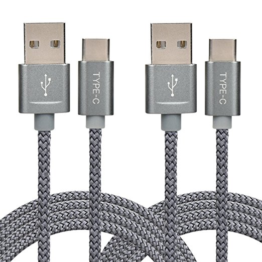 Type C Cable,iAlegant Durable Braided USB C Data Sync Cable/Cord for Google Pixel/Pixel XL, new MacBook, Lumia 950/950xl, Nexus 5x/6p, ChromeBook Pixel C (1ft Grey & 2Pack)