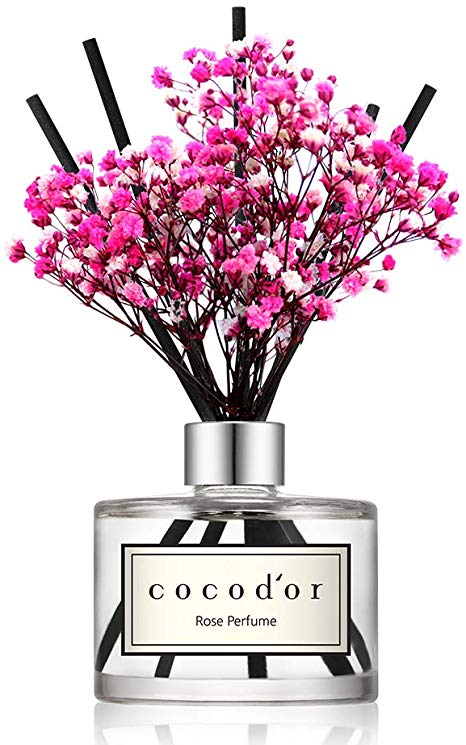 Cocod'or Preserved Real Flower Diffuser/Rose Perfume/6.7oz/Diffuser Oil & Sticks Set/Fragrance for Home Office Aromatherapy and Gifts