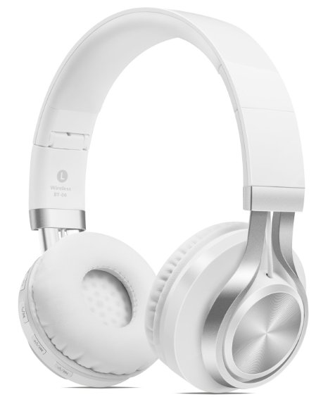 Darkiron Wireless Bluetooth Headphones with Built-in Microphone, Foldable, Creative and Best Bluetooth Headsets Over-Ear , Support TF Card & FM Radio with Extra Audio Cable for Most Smart phones, iphone, Laptop, TV and Other Bluetooth 4.0 Devices (White)