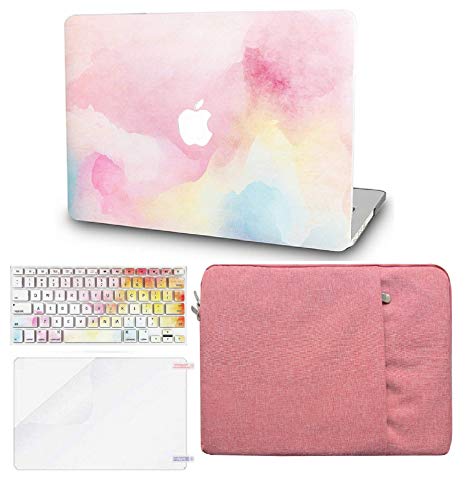 KEC Laptop Case for MacBook Pro 13" (2019/2018/2017/2016, with/no Touch Bar) w/ Keyboard Cover   Sleeve   Screen Protector (4 in 1 Bundle) Plastic Hard Shell Case A1706/A1708/A1989 (Rainbow Mist)