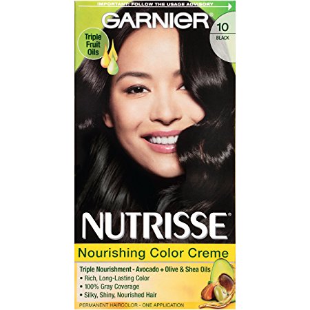 Garnier Nutrisse Nourishing Hair Color Creme, 10 Black (Licorice) (Packaging May Vary)