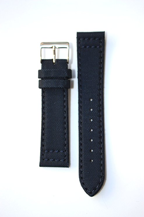 20mm Navy Blue Canvas Watchband with S/S Buckle