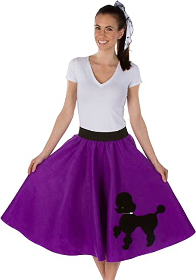 Adult Poodle Skirt with Musical Note Printed Scarf Purple
