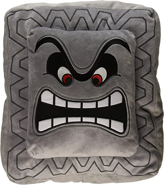 Nintendo Official Super Mario Thwomp Cushion/Pillow Plush, 12"