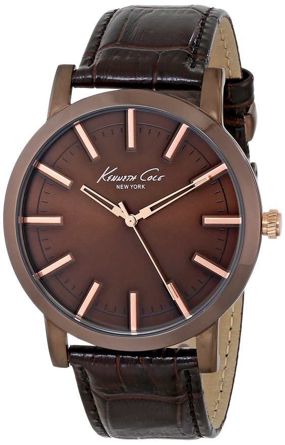 Kenneth Cole New York Men's KC8044 Slim Round Triple Brown Ion-Plated Rose Gold Watch