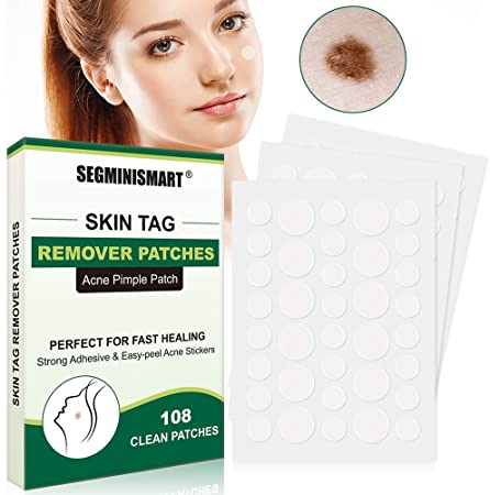 Skin Tag Remover Patches, Mole Remover, Acne Pimple Healing Patches, Covers and Conceals Skin Tags, Skin Treatment, Facial Stickers, Two Sizes…
